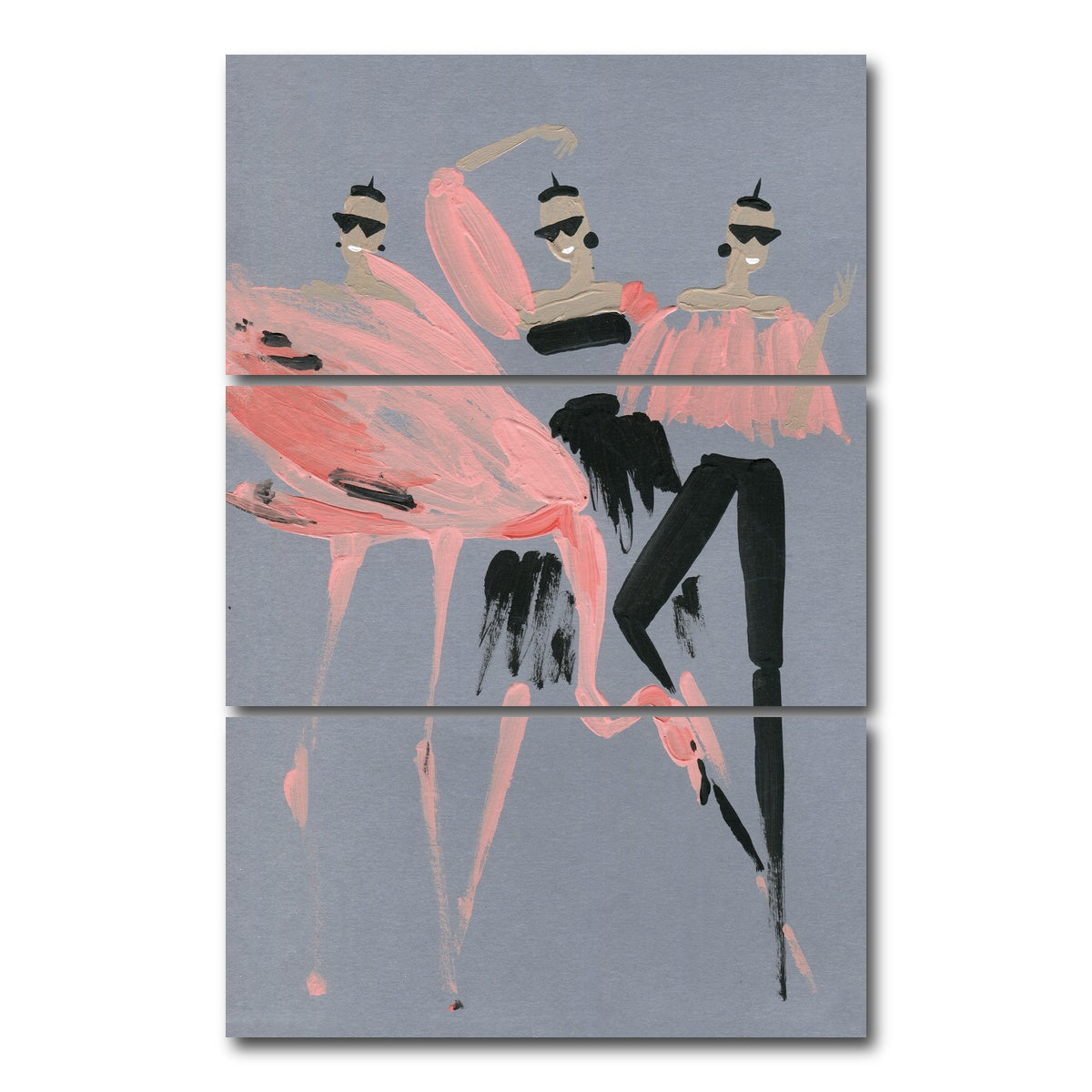 AUTO-MOCKUP WHITE | Flamingo Fashion | 3 Piece | Gallery Wrap Canvas | group=12x24_stacked