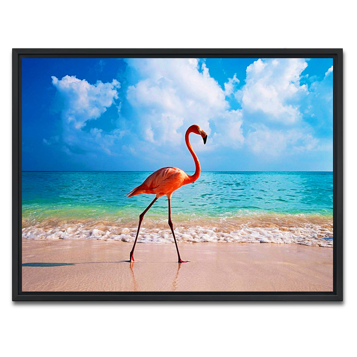 AUTO-MOCKUP WHITE | Flamingo On The Beach | 1 Piece | Black Frame | group=4x3