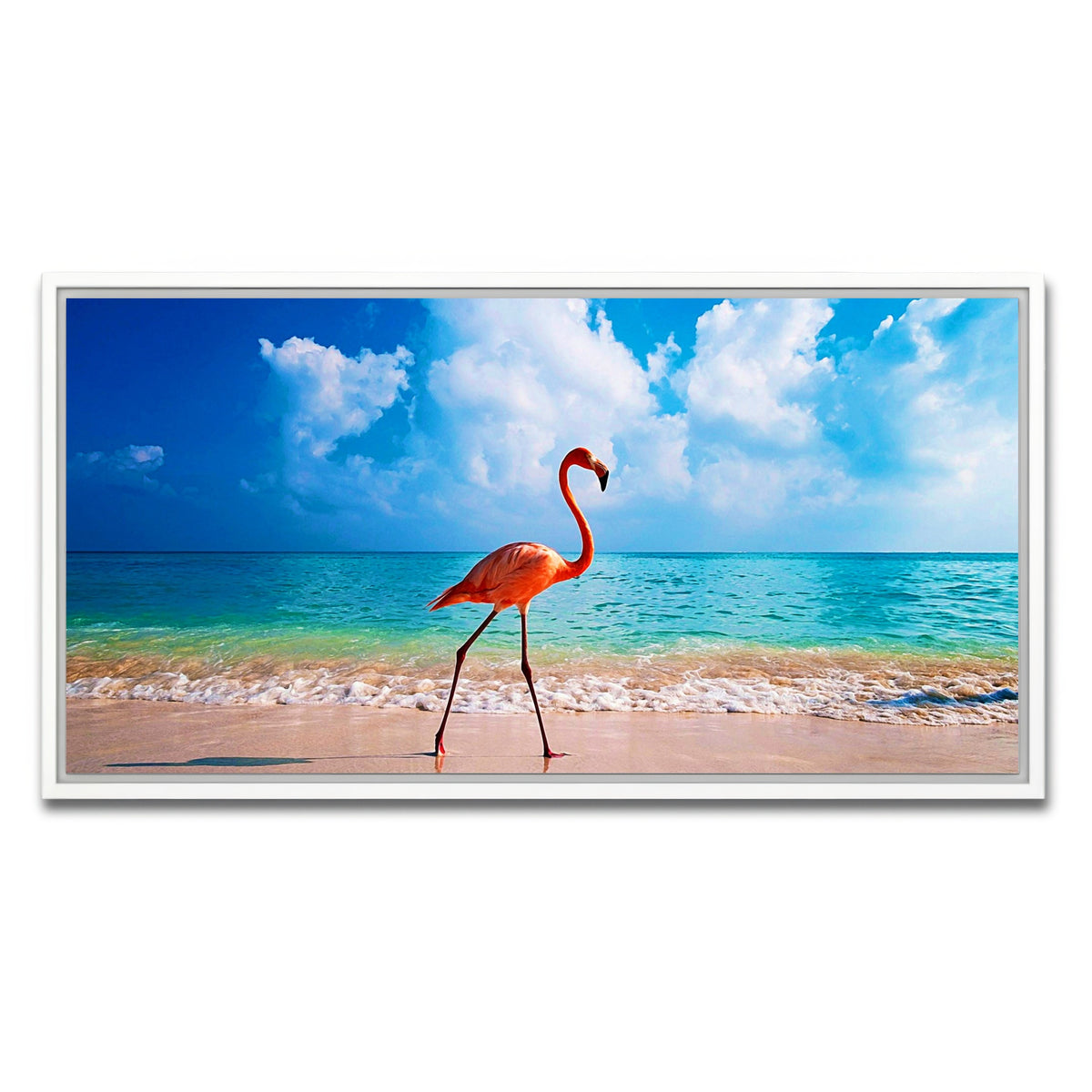 AUTO-MOCKUP WHITE | Flamingo On The Beach | 1 Piece | White Frame | group=2x1