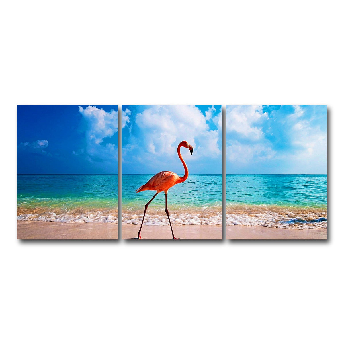AUTO-MOCKUP WHITE | Flamingo On The Beach | 3 Piece | Gallery Wrapped | group=18x24