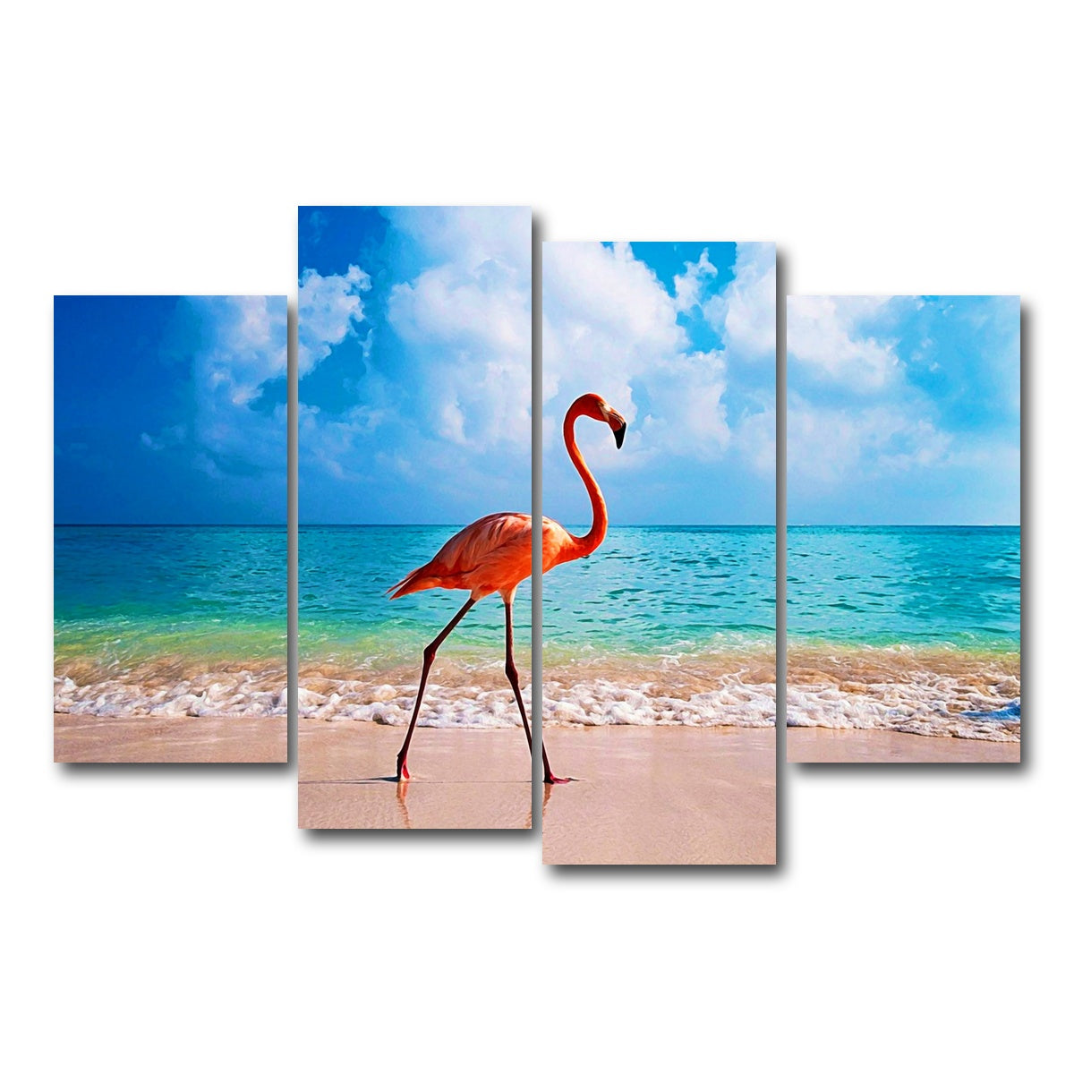 AUTO-MOCKUP WHITE | Flamingo On The Beach | 4 Piece | Gallery Wrapped | group=4_short