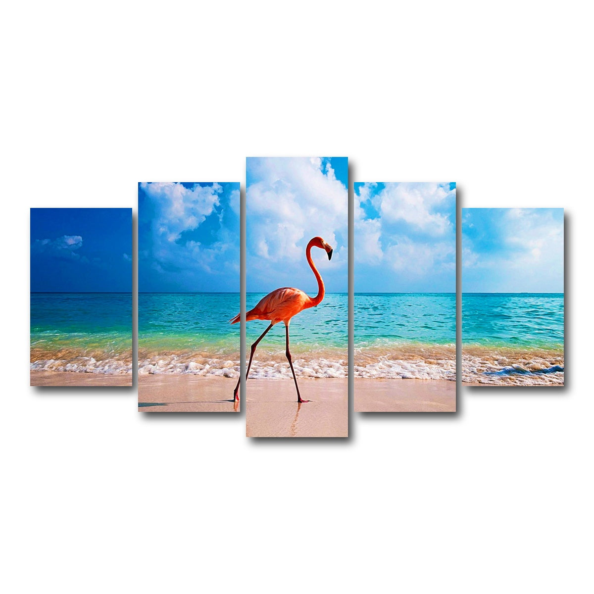 AUTO-MOCKUP WHITE | Flamingo On The Beach | 5 Piece | Gallery Wrapped | group=5_normal