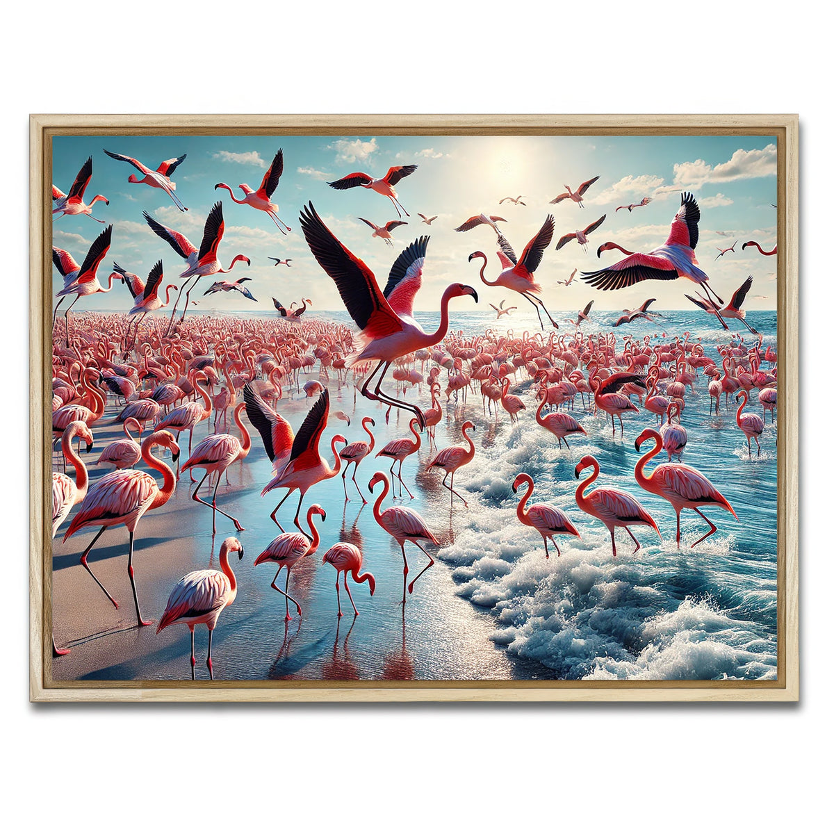 AUTO-MOCKUP WHITE | Flamingo Shore | 1 Piece | Natural Framed Canvas | group=4x3