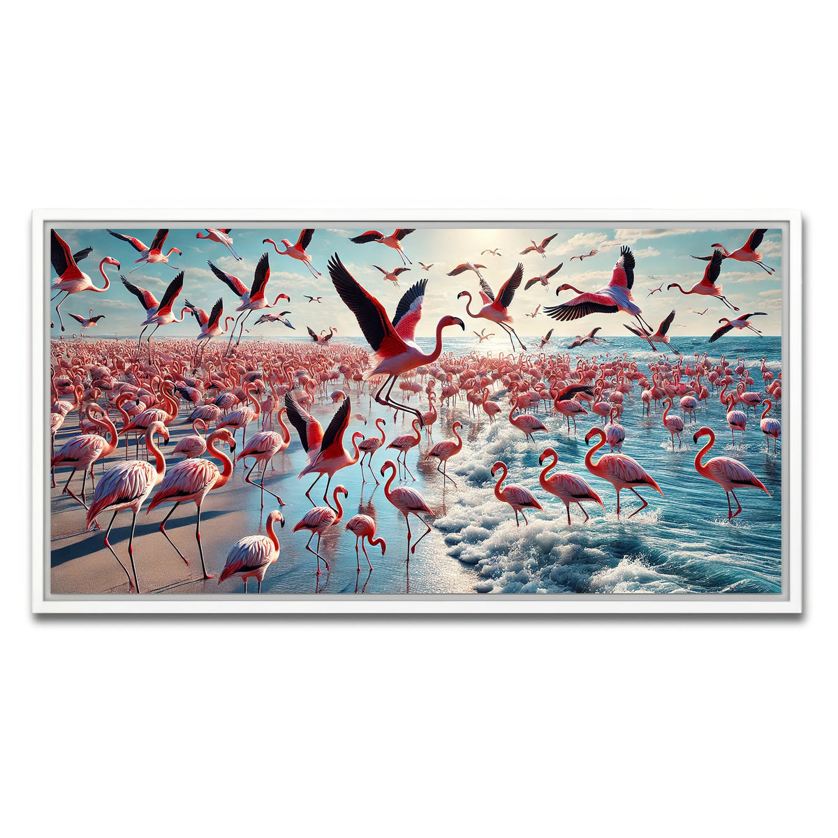 AUTO-MOCKUP WHITE | Flamingo Shore | 1 Piece | White Framed Canvas | group=2x1