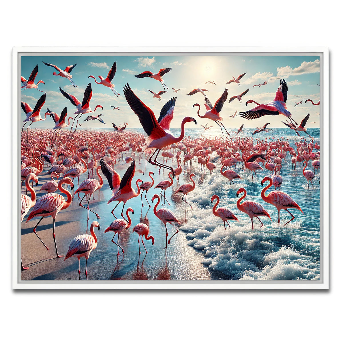 AUTO-MOCKUP WHITE | Flamingo Shore | 1 Piece | White Framed Canvas | group=4x3