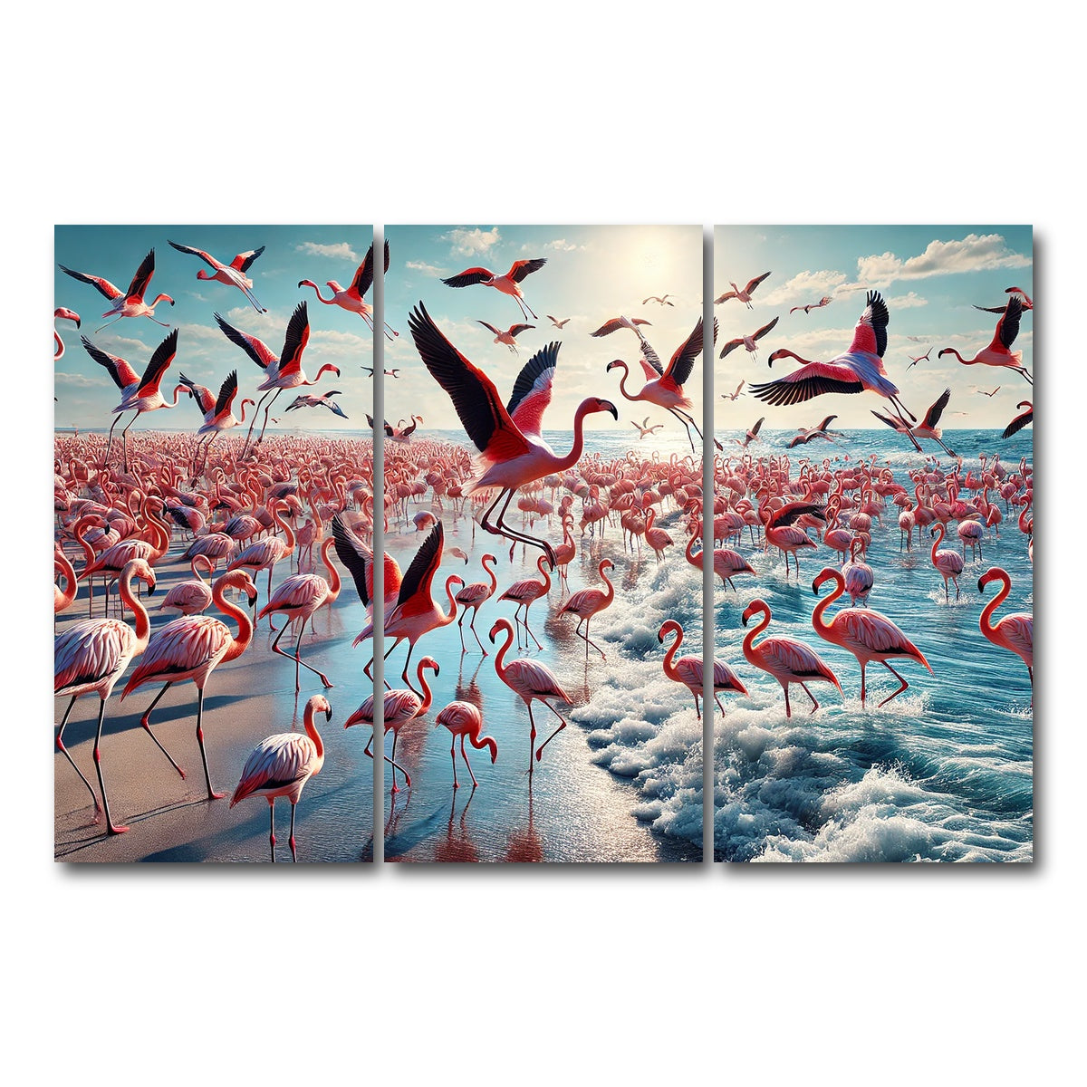 AUTO-MOCKUP WHITE | Flamingo Shore | 3 Piece | Gallery Wrap Canvas | group=12x24