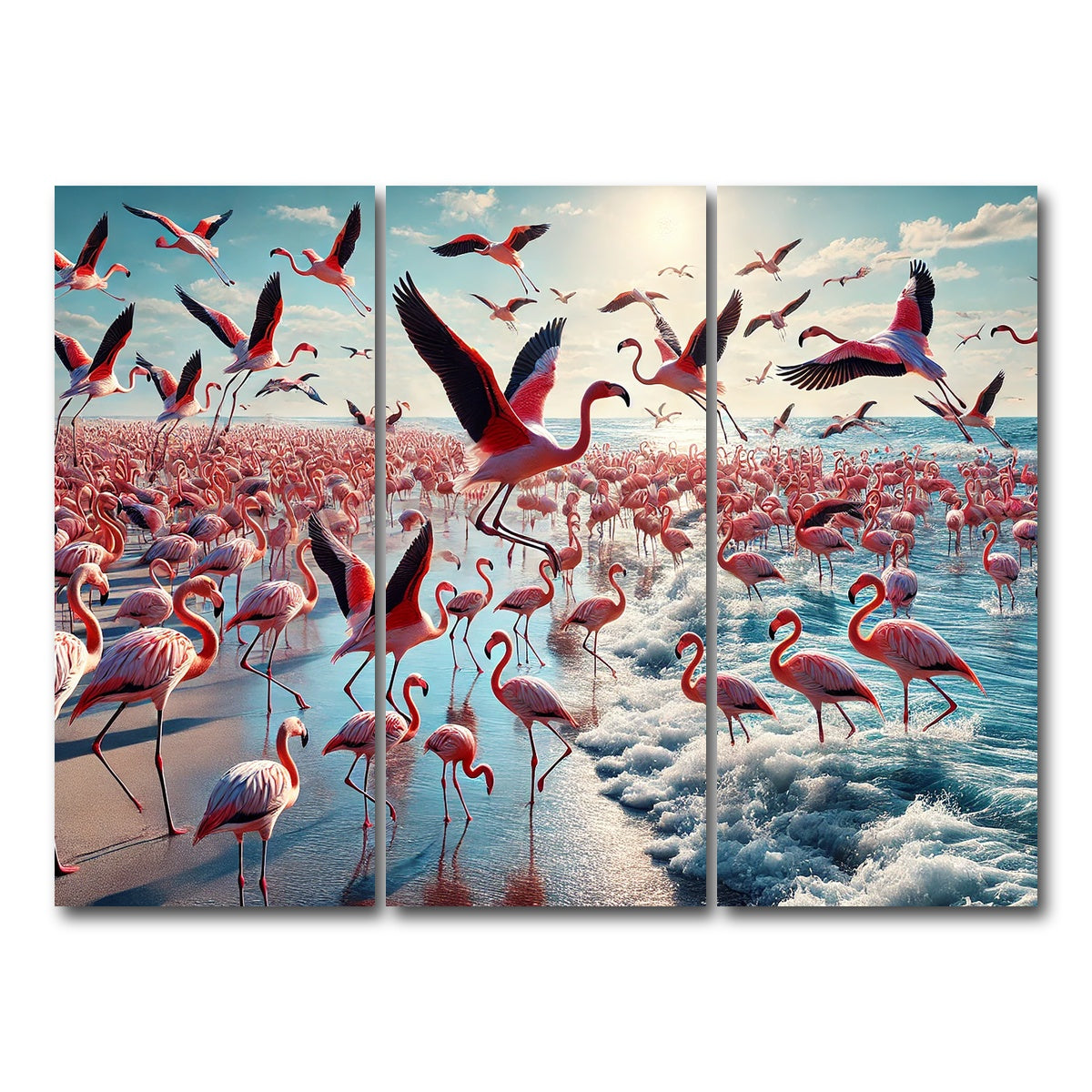 AUTO-MOCKUP WHITE | Flamingo Shore | 3 Piece | Gallery Wrap Canvas | group=8x18