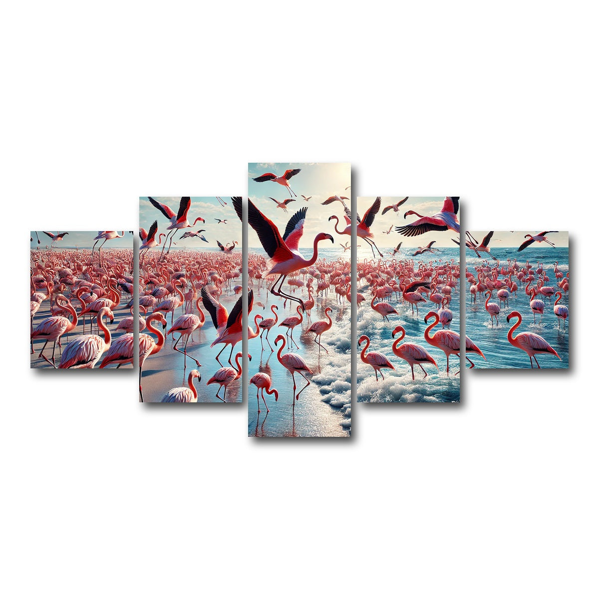 AUTO-MOCKUP WHITE | Flamingo Shore | 5 Piece | Gallery Wrap Canvas | group=5_short