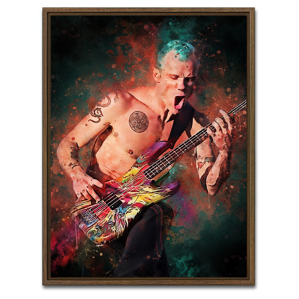 AUTO-MOCKUP WHITE | Flea Guitarist | 1 Piece | Walnut Framed Canvas | group=3x4