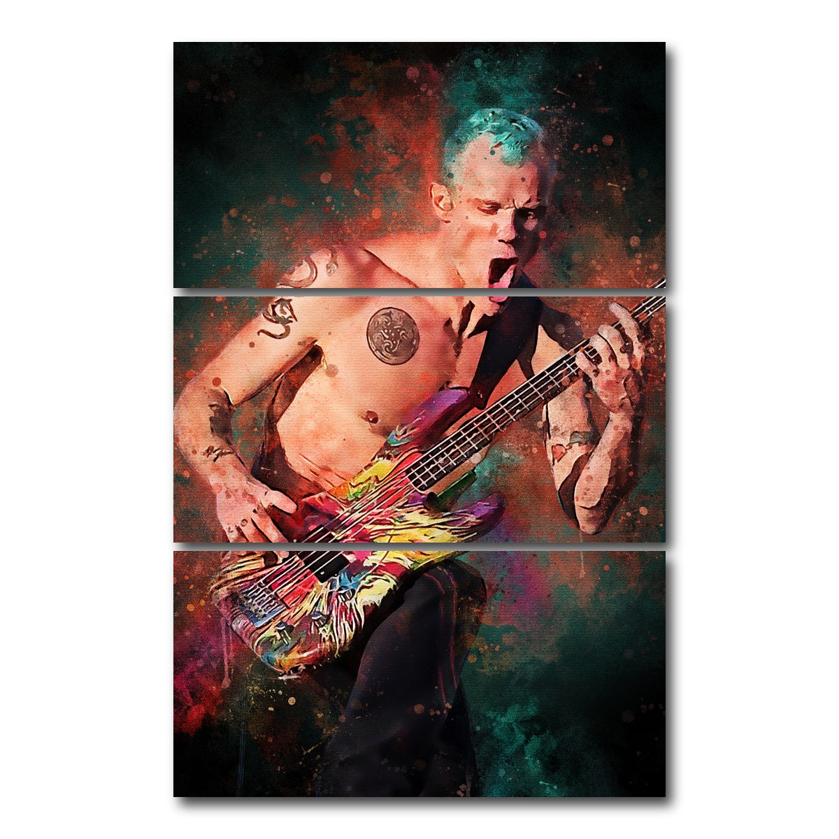 AUTO-MOCKUP WHITE | Flea Guitarist | 3 Piece | Gallery Wrap Canvas | group=12x24_stacked