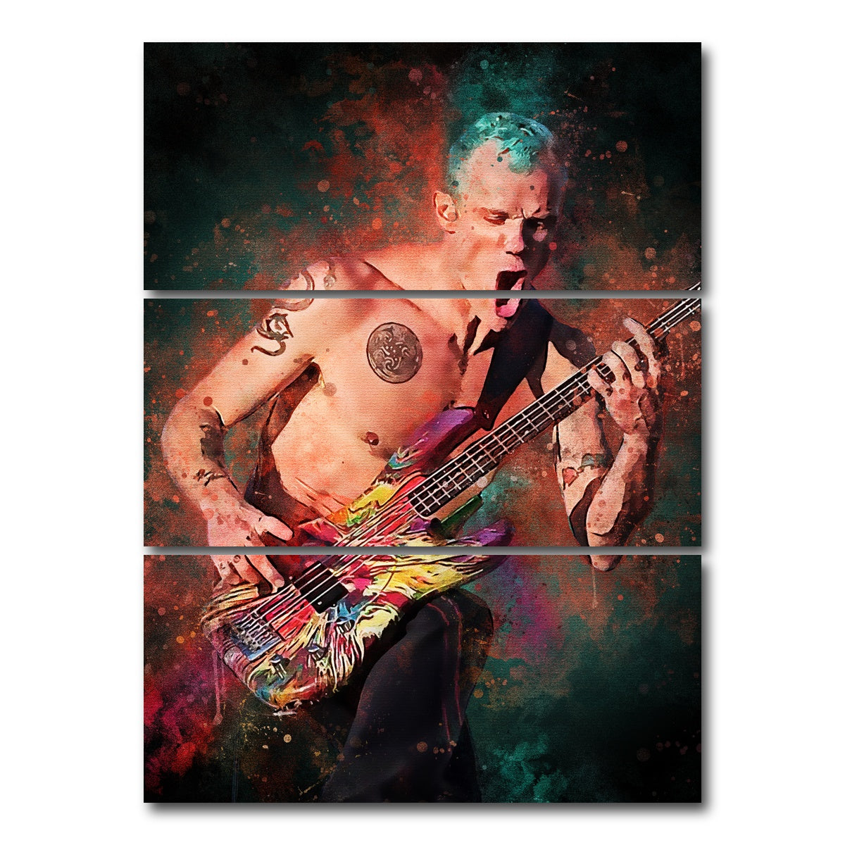 AUTO-MOCKUP WHITE | Flea Guitarist | 3 Piece | Gallery Wrap Canvas | group=8x18_stacked