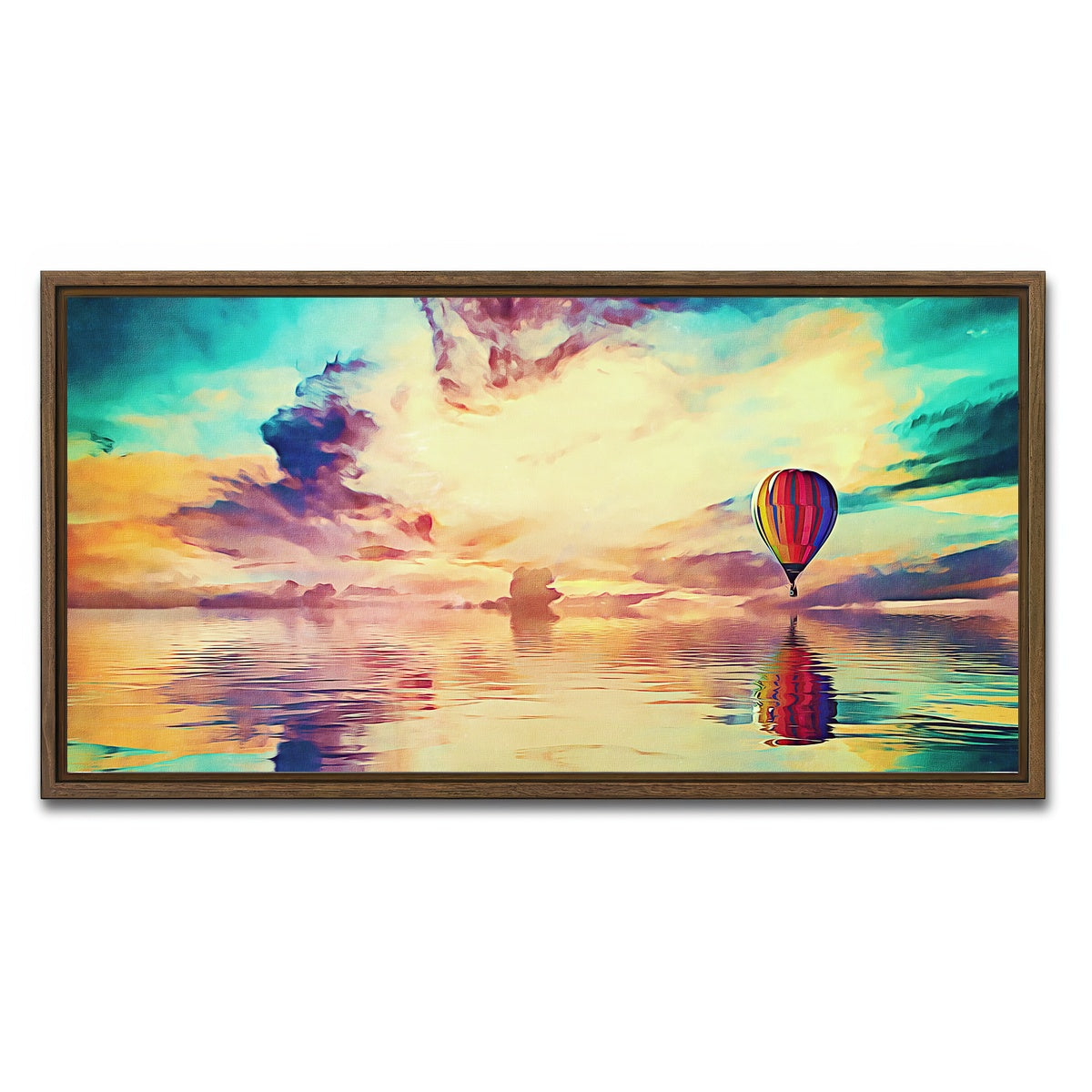 AUTO-MOCKUP WHITE | Floating away | 1 Piece | Walnut Framed Canvas | group=2x1