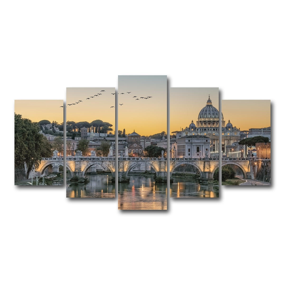 AUTO-MOCKUP WHITE | Flock Of Birds | 5 Piece | Gallery Wrap Canvas | group=5_normal