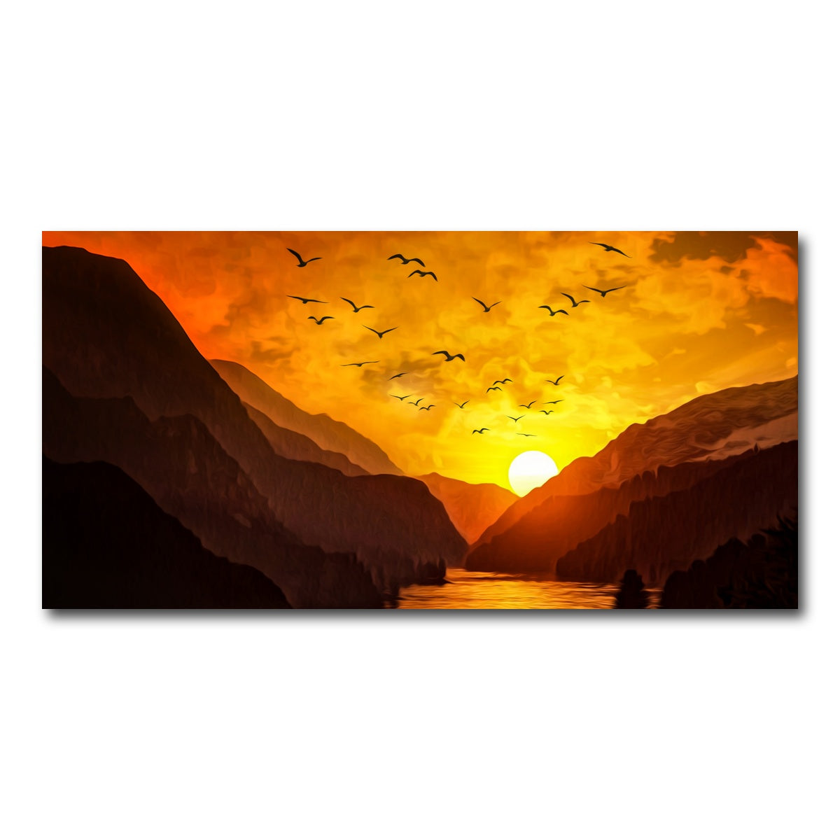 AUTO-MOCKUP WHITE | Flock at Sunset | 1 Piece | Gallery Wrap Canvas | group=2x1