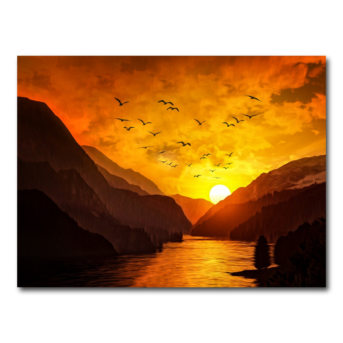 AUTO-MOCKUP WHITE | Flock at Sunset | 1 Piece | Gallery Wrap Canvas | group=4x3