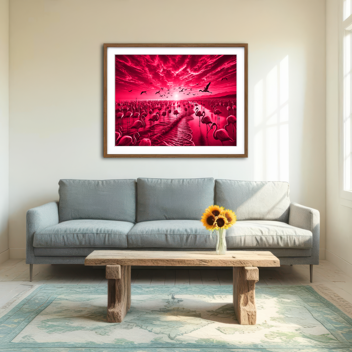 AUTO-MOCKUP ROOM | Flock of Flamingos Wall Art