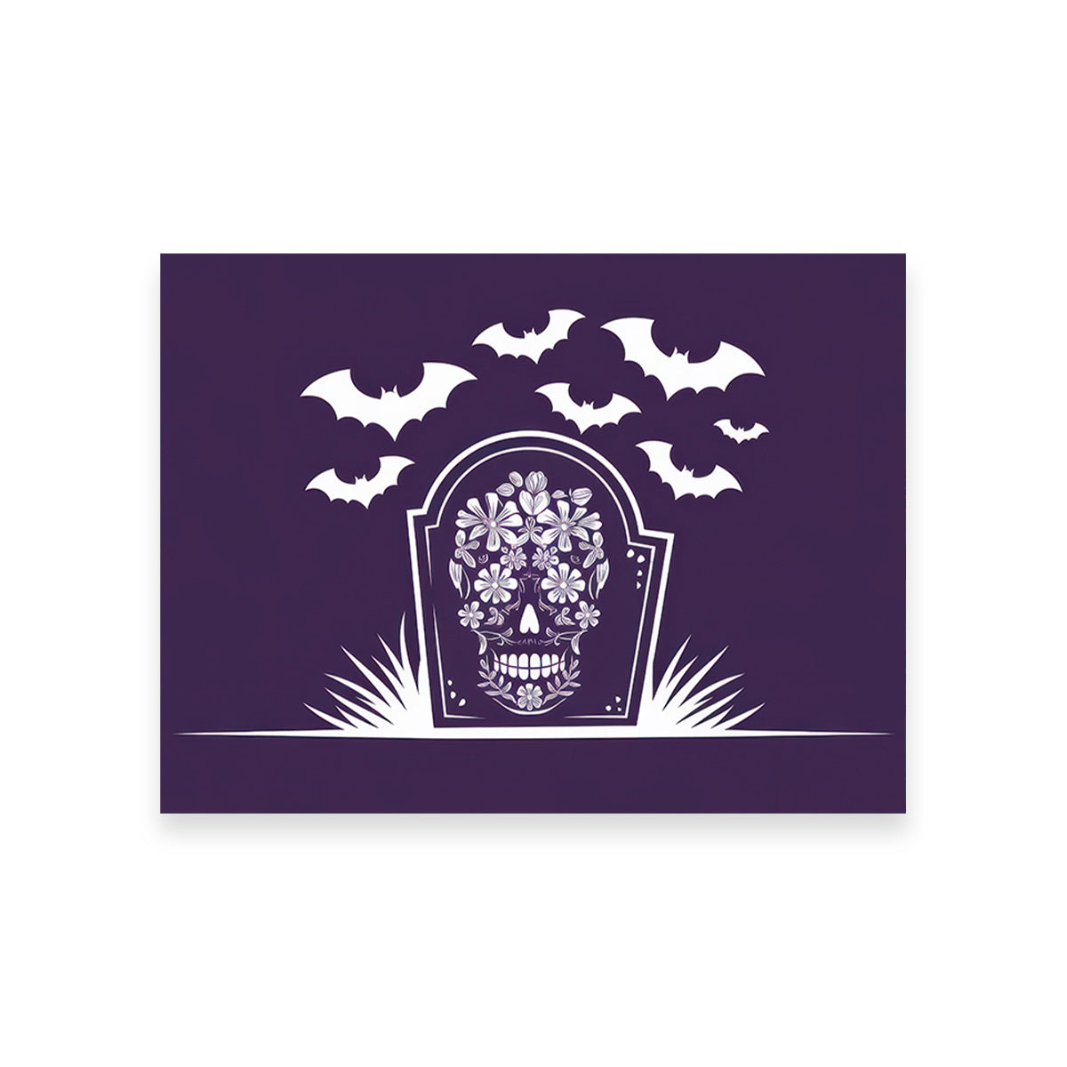 Floral Skull Gravestone Wall Art