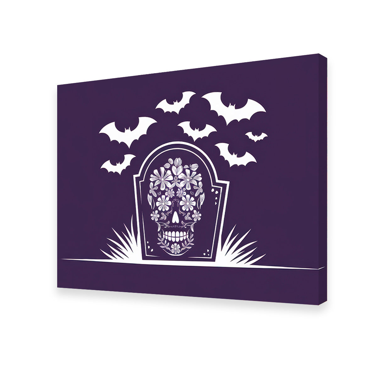 Floral Skull Gravestone Wall Art