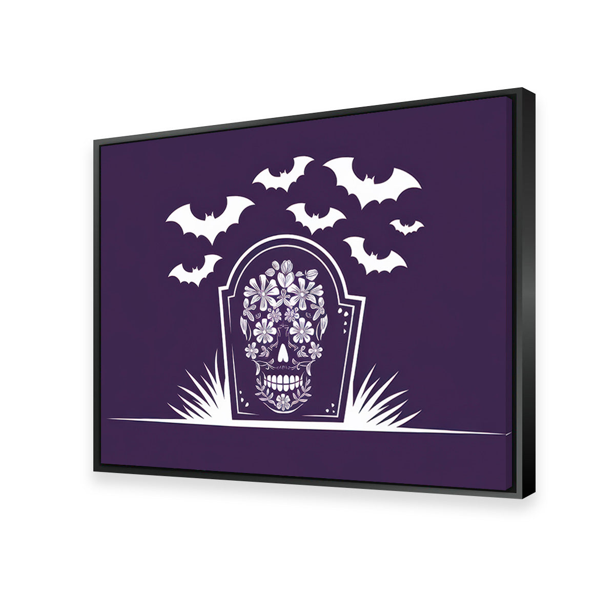 Floral Skull Gravestone Wall Art