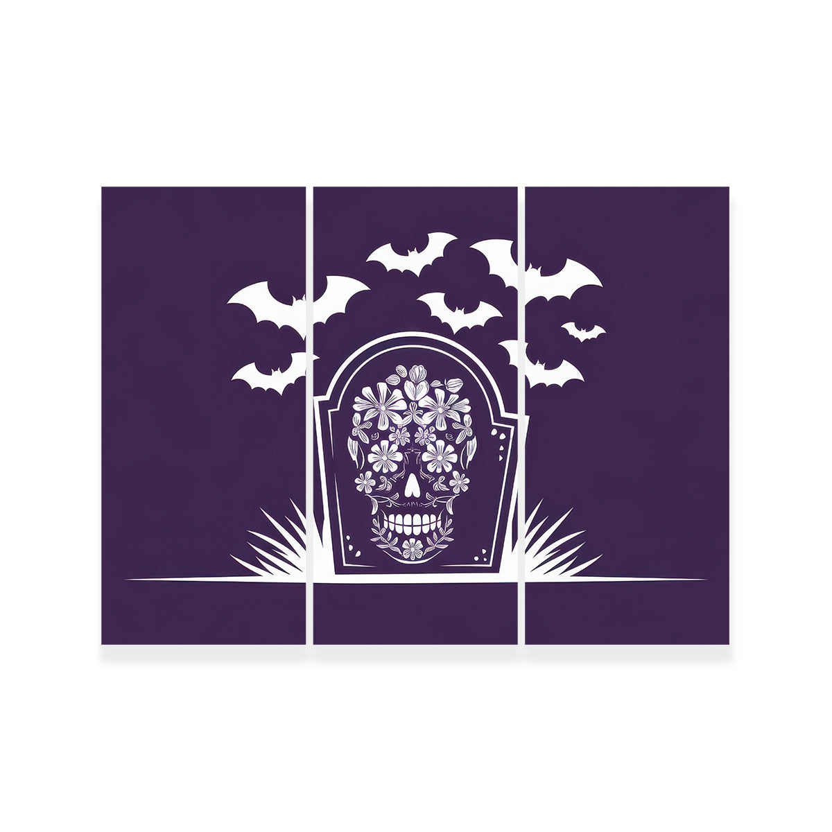 Floral Skull Gravestone Wall Art