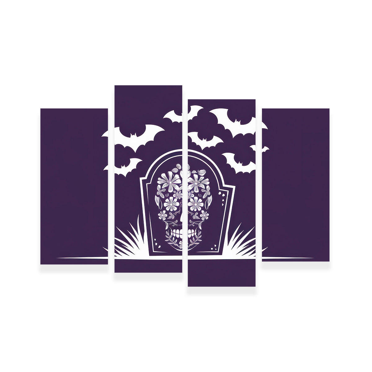 Floral Skull Gravestone Wall Art