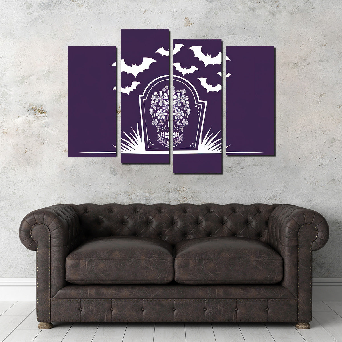 Floral Skull Gravestone Wall Art