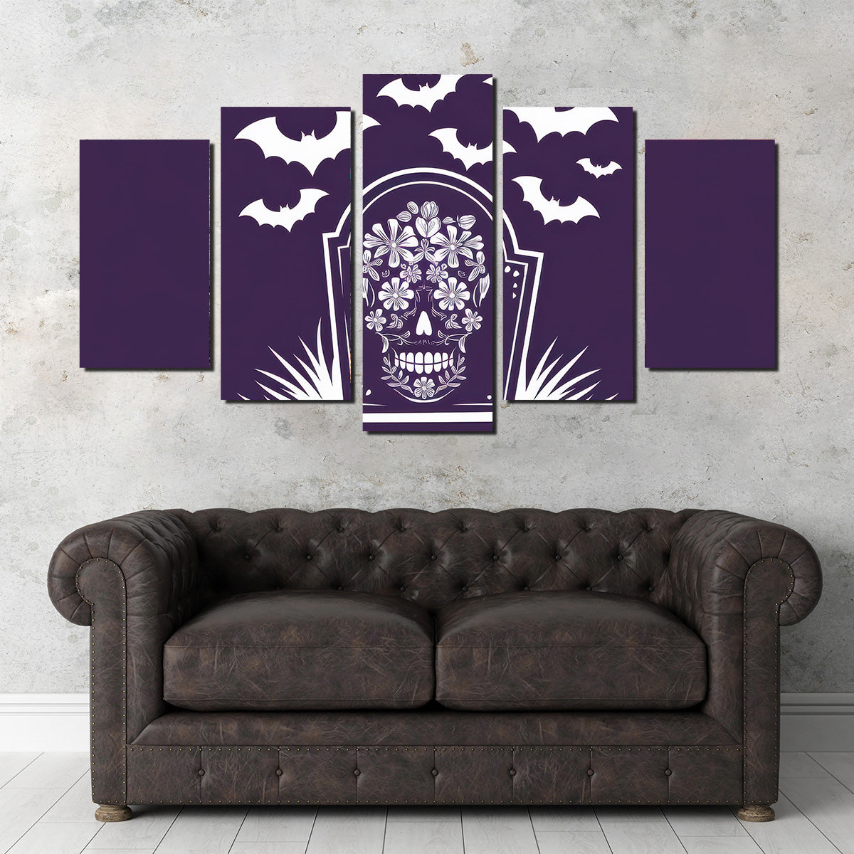 Floral Skull Gravestone Wall Art