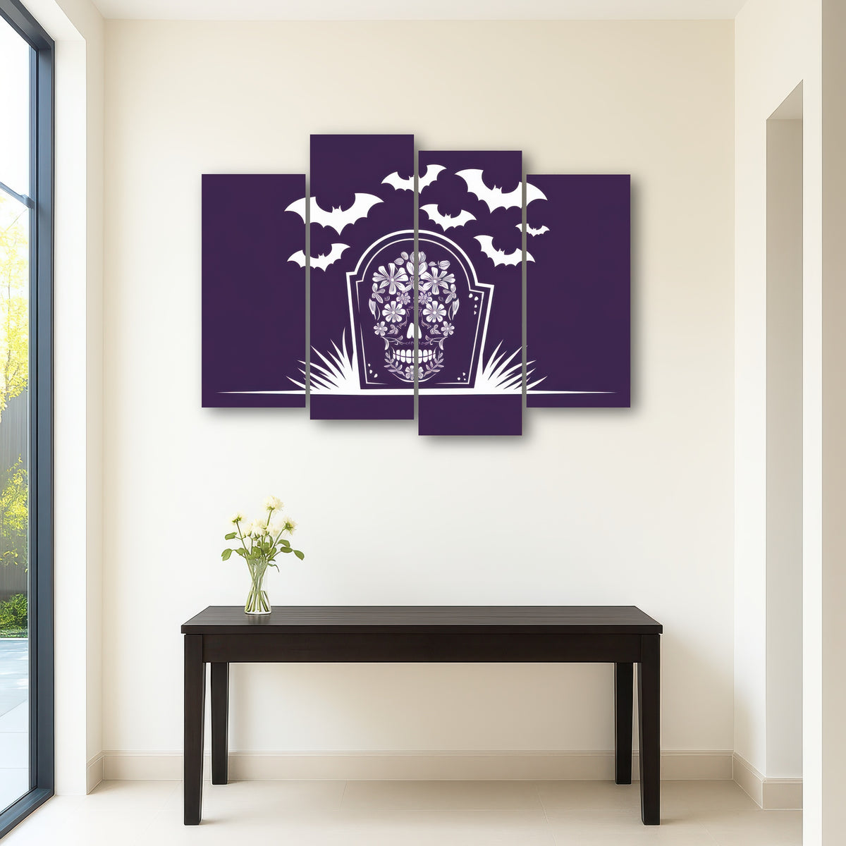 AUTO-MOCKUP ROOM | Floral Skull Gravestone