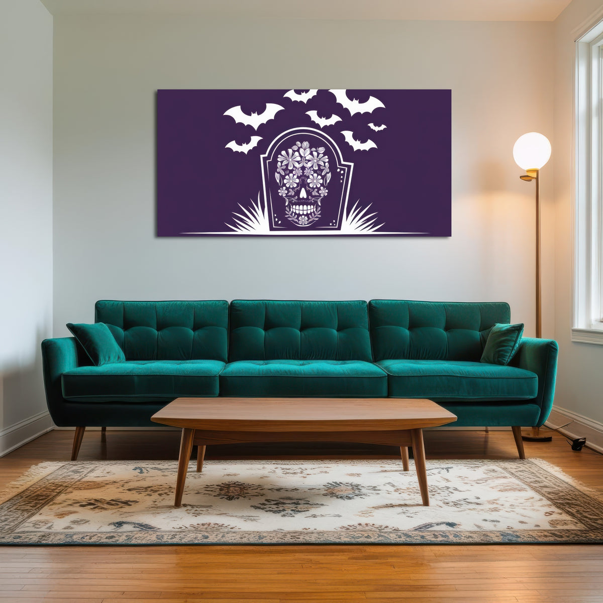 AUTO-MOCKUP ROOM | Floral Skull Gravestone