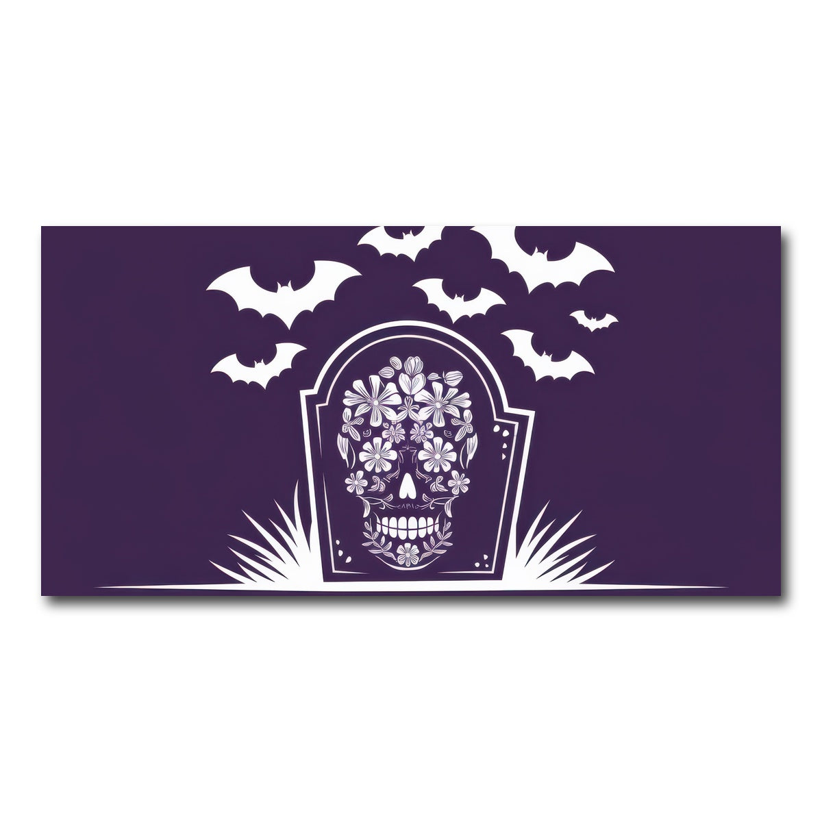 AUTO-MOCKUP WHITE | Floral Skull Gravestone | 1 Piece | Gallery Wrap Canvas | group=2x1