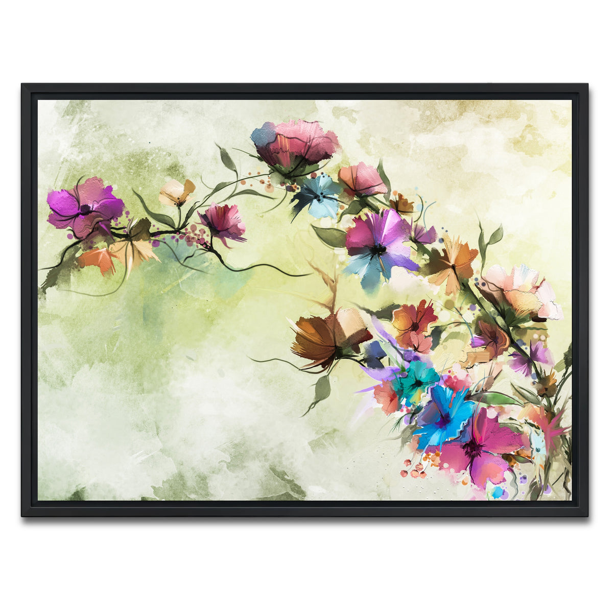 AUTO-MOCKUP WHITE | Floral oil painting | 1 Piece | Black Framed Canvas | group=4x3