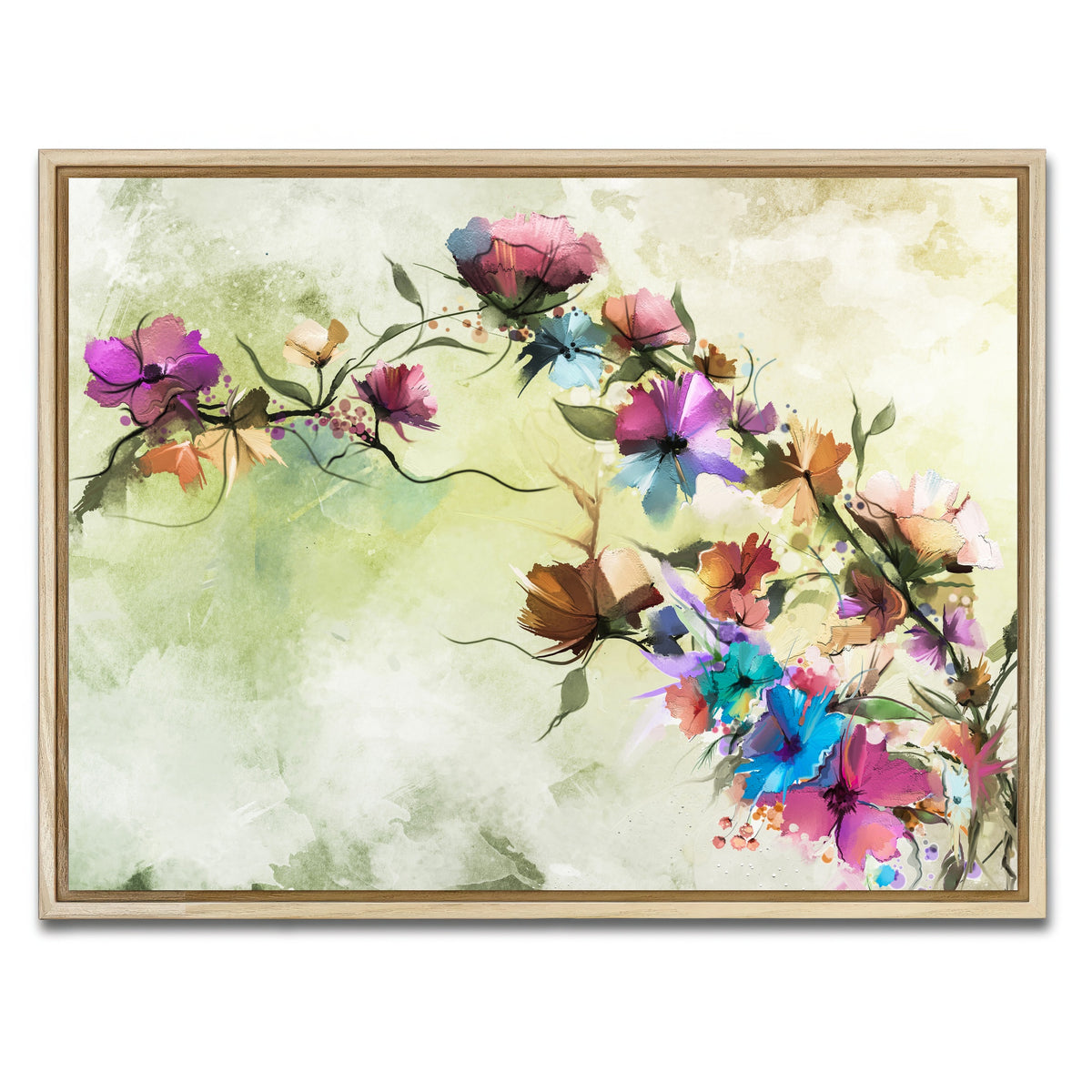AUTO-MOCKUP WHITE | Floral oil painting | 1 Piece | Natural Framed Canvas | group=4x3