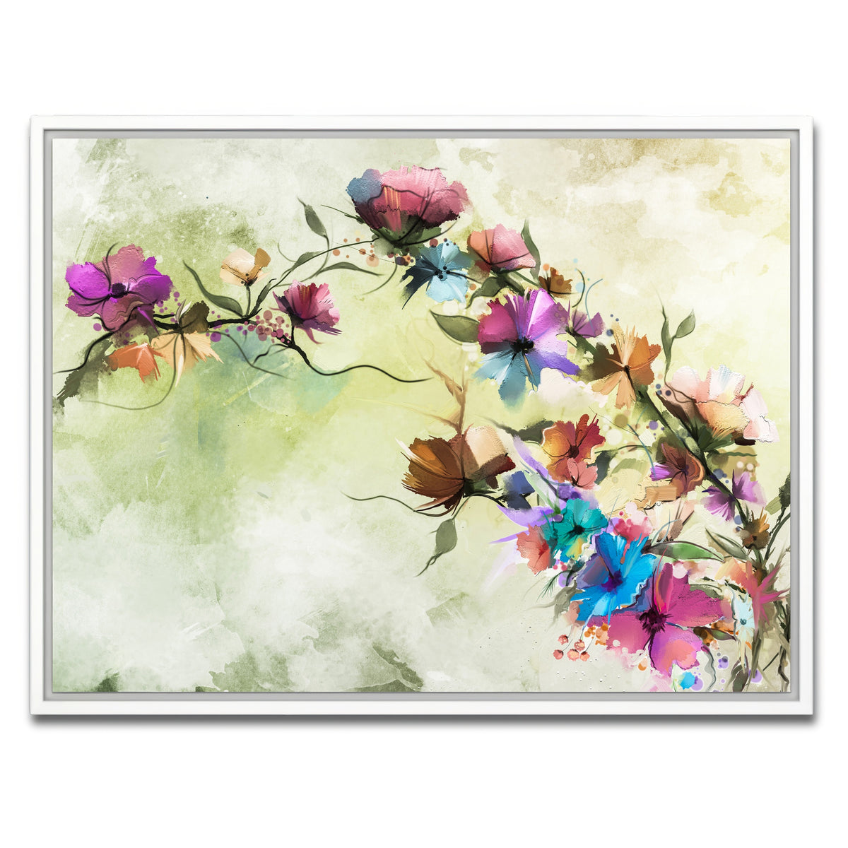 AUTO-MOCKUP WHITE | Floral oil painting | 1 Piece | White Framed Canvas | group=4x3