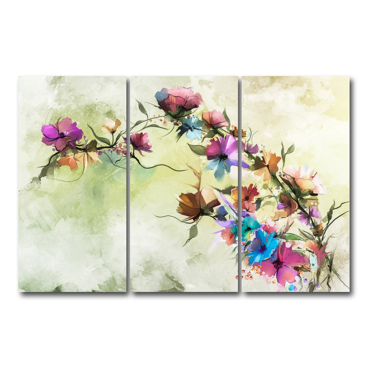 AUTO-MOCKUP WHITE | Floral oil painting | 3 Piece | Gallery Wrap Canvas | group=12x24