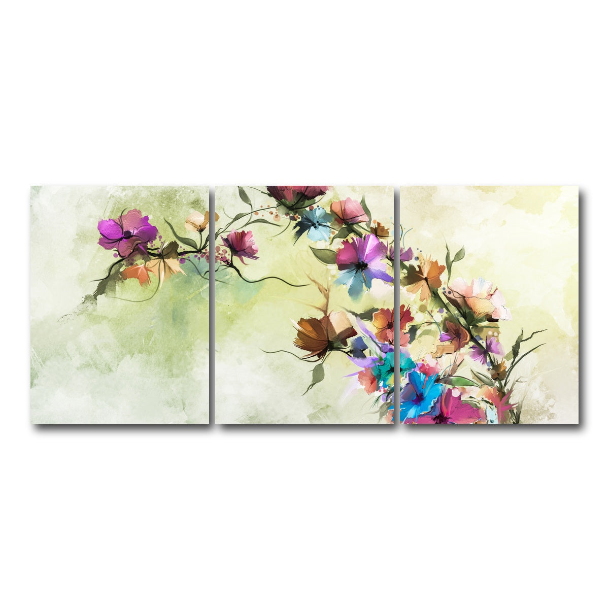 AUTO-MOCKUP WHITE | Floral oil painting | 3 Piece | Gallery Wrap Canvas | group=18x24