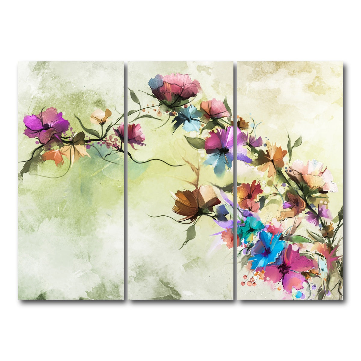 AUTO-MOCKUP WHITE | Floral oil painting | 3 Piece | Gallery Wrap Canvas | group=8x18