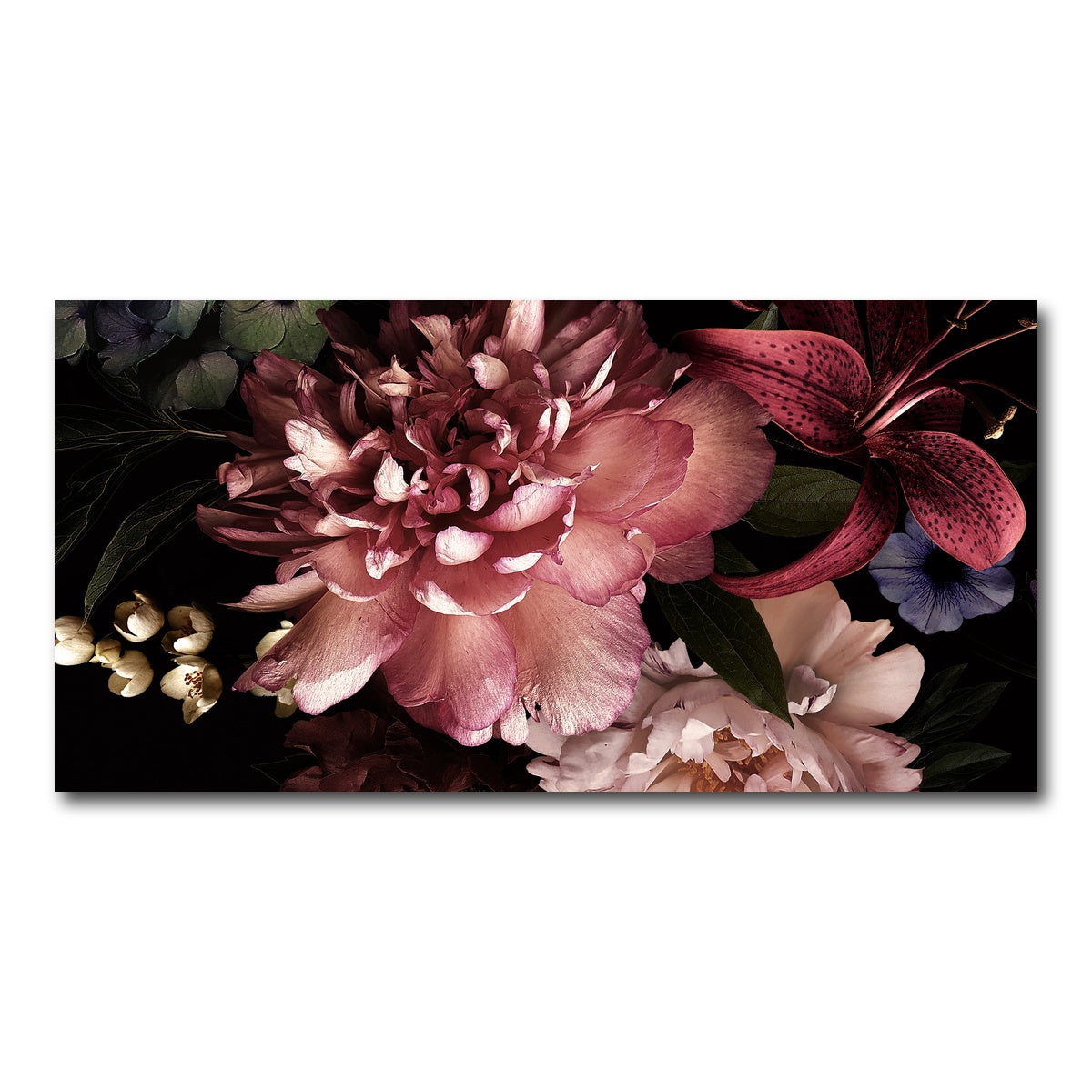 AUTO-MOCKUP WHITE | Floral on Black | 1 Piece | Gallery Wrap Canvas | group=2x1