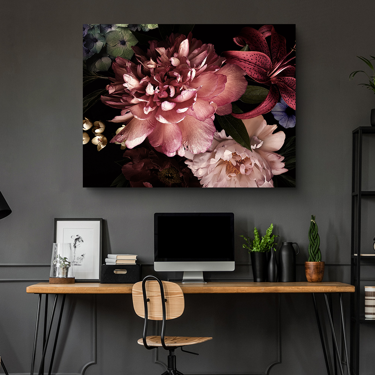 Floral on Black Wall Art