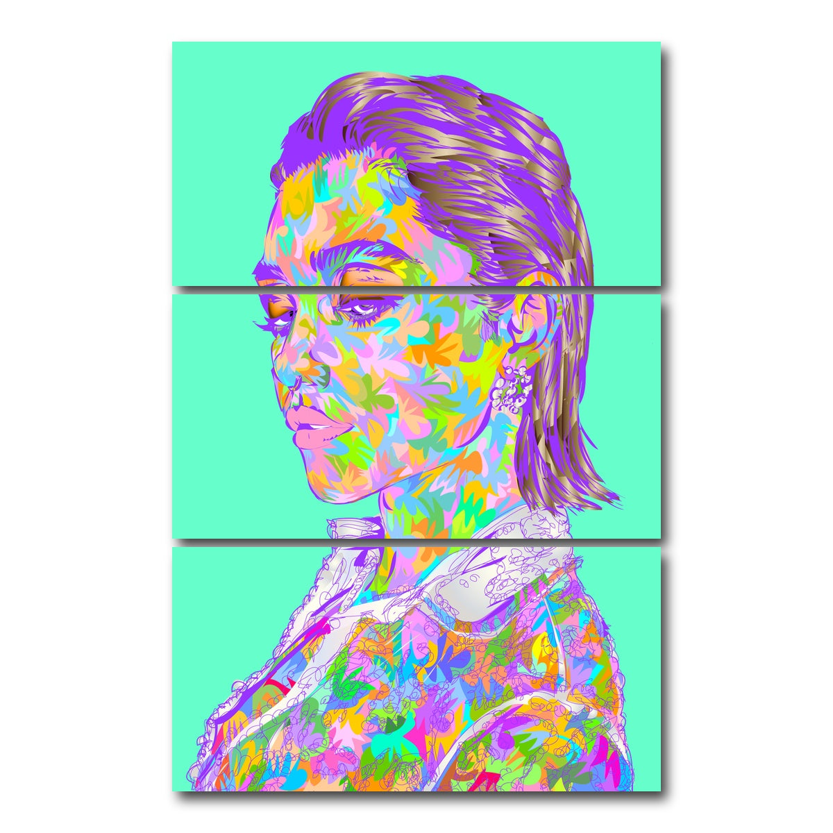 AUTO-MOCKUP WHITE | Florence Pugh | 3 Piece | Gallery Wrap Canvas | group=12x24_stacked