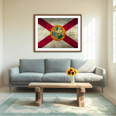 AUTO-MOCKUP ROOM | Florida Flag Grunge Wall Art