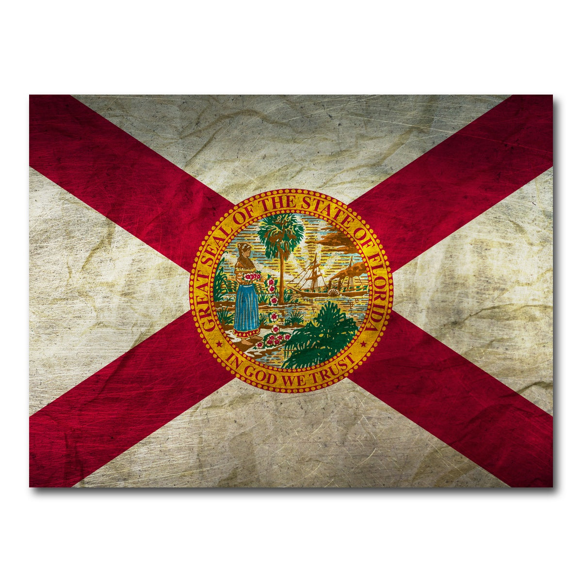 AUTO-MOCKUP WHITE | Florida Flag Grunge | 1 Piece | Gallery Wrap Canvas | group=4x3