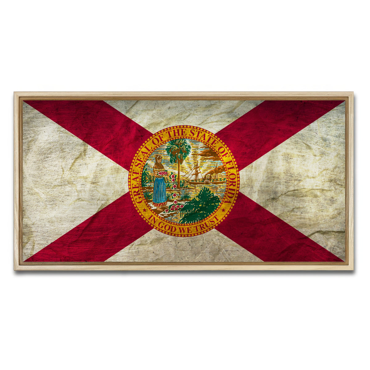 AUTO-MOCKUP WHITE | Florida Flag Grunge | 1 Piece | Natural Framed Canvas | group=2x1
