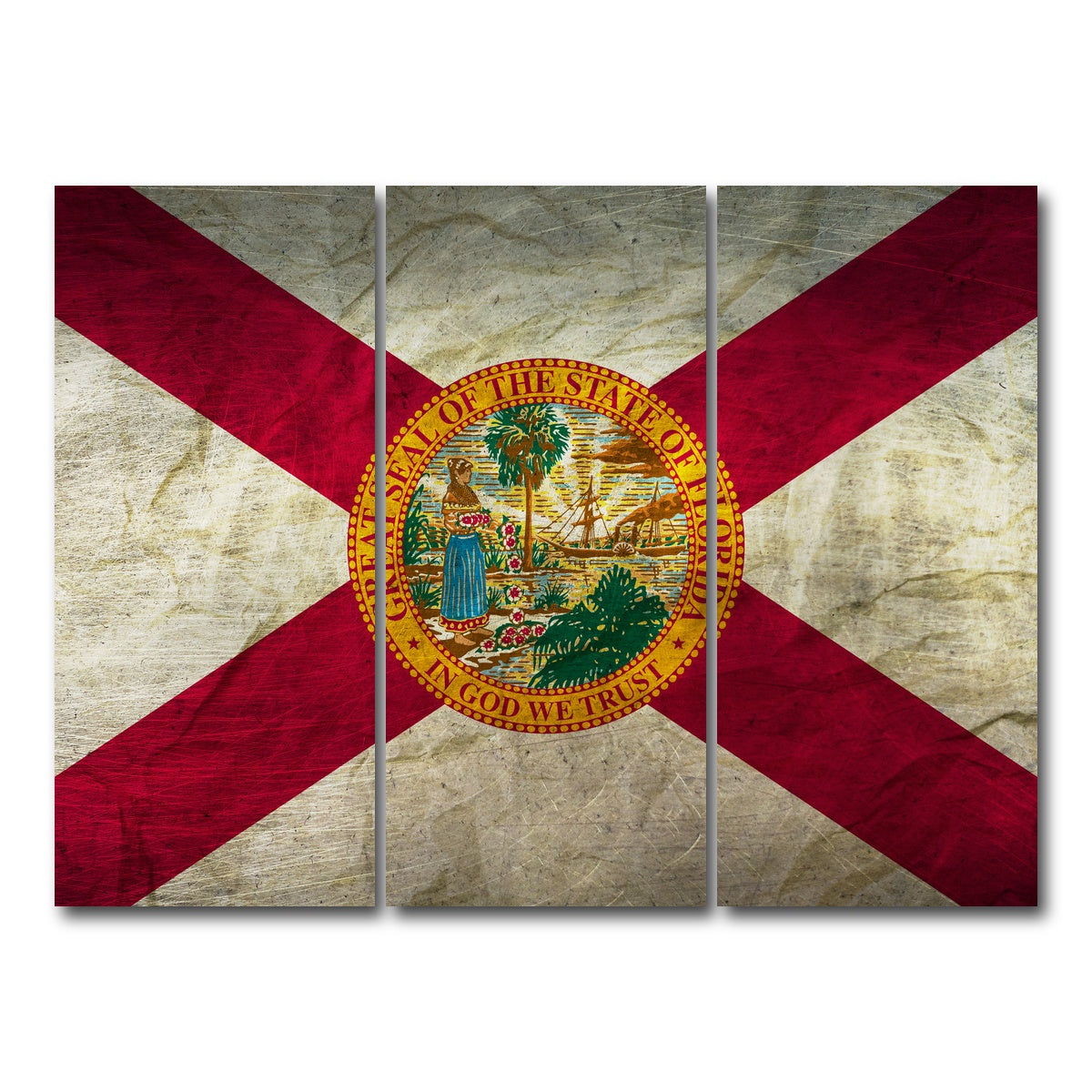 AUTO-MOCKUP WHITE | Florida Flag Grunge | 3 Piece | Gallery Wrap Canvas | group=8x18
