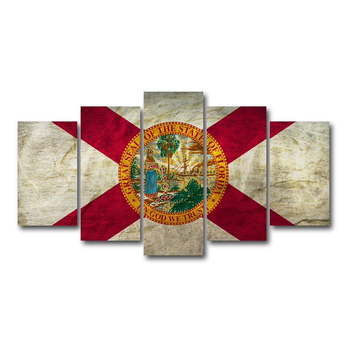 AUTO-MOCKUP WHITE | Florida Flag Grunge | 5 Piece | Gallery Wrap Canvas | group=5_normal