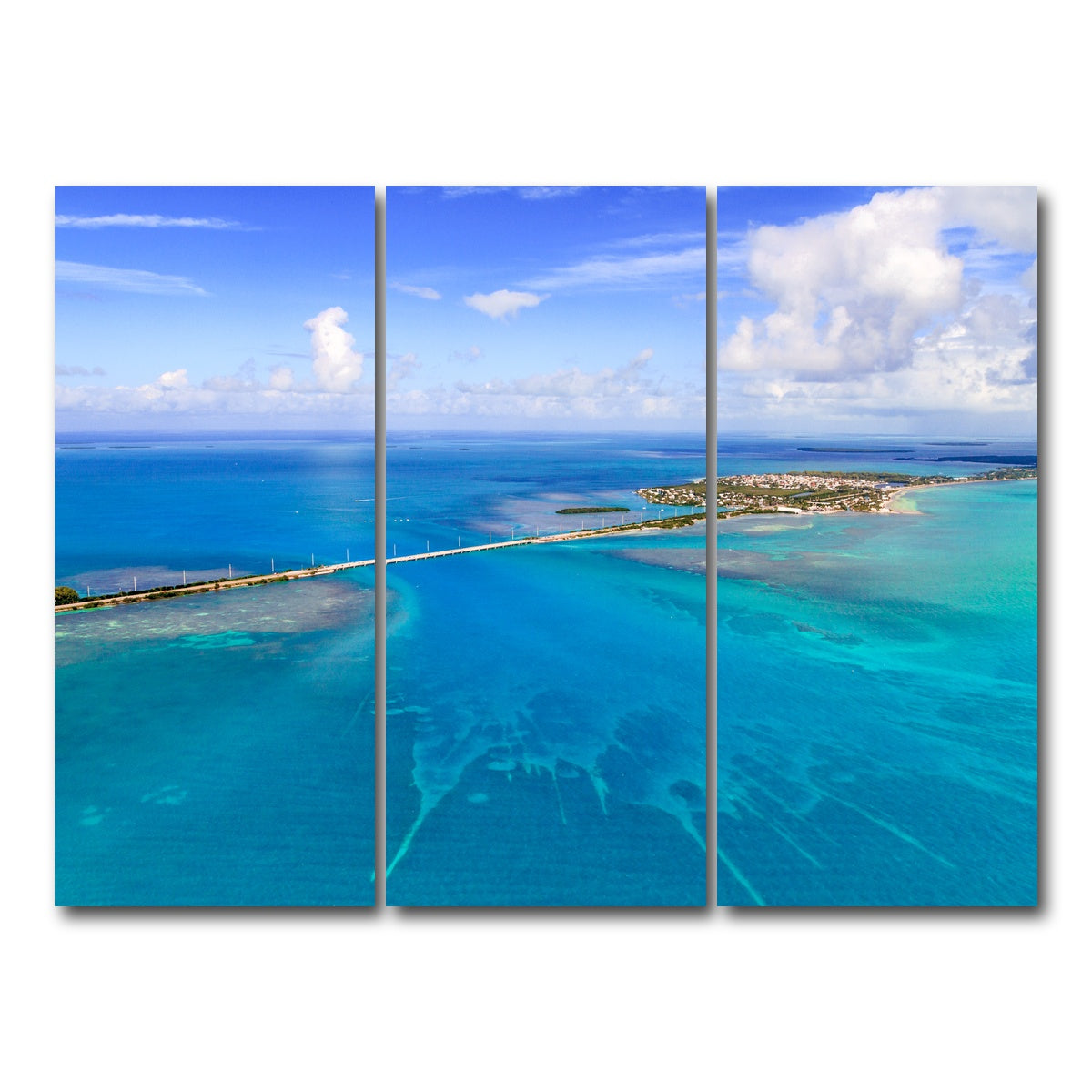 AUTO-MOCKUP WHITE | Florida Keys Aerial View with bridge | 3 Piece | Gallery Wrap Canvas | group=8x18
