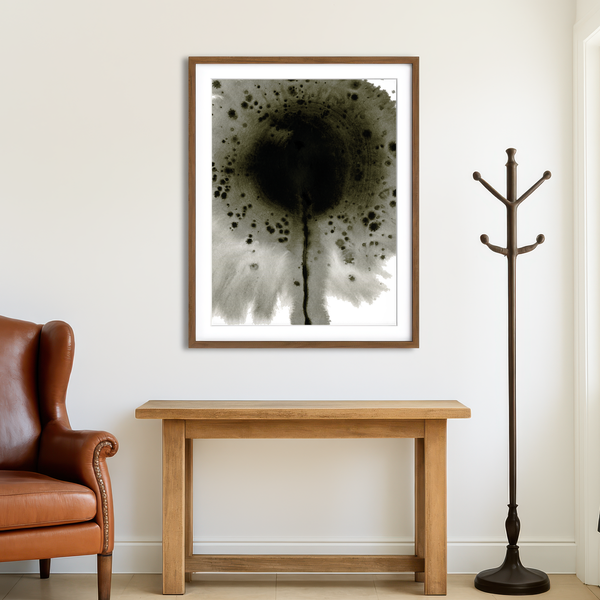 AUTO-MOCKUP ROOM | Flower Grey Spatter Wall Art