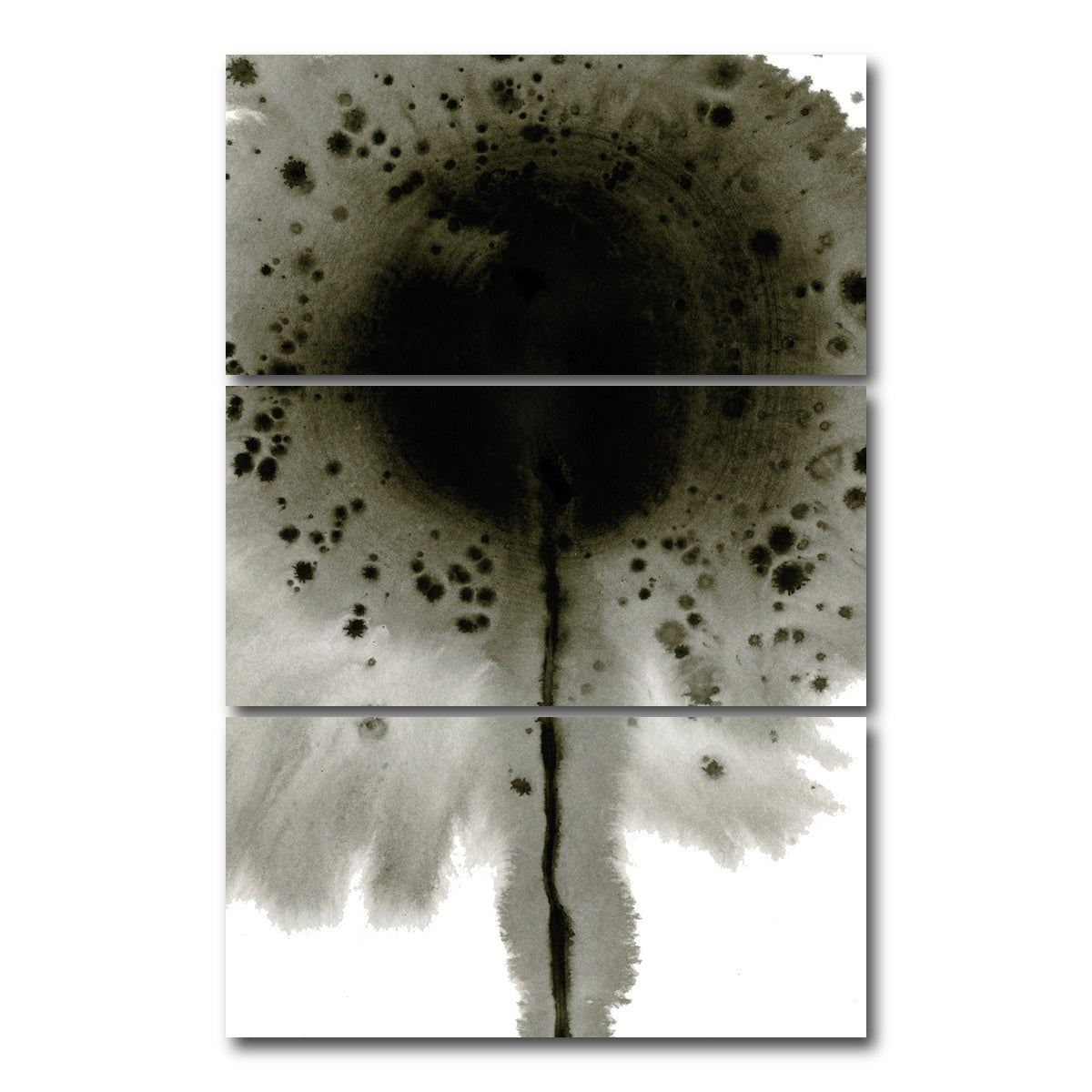 AUTO-MOCKUP WHITE | Flower Grey Spatter | 3 Piece | Gallery Wrap Canvas | group=12x24_stacked