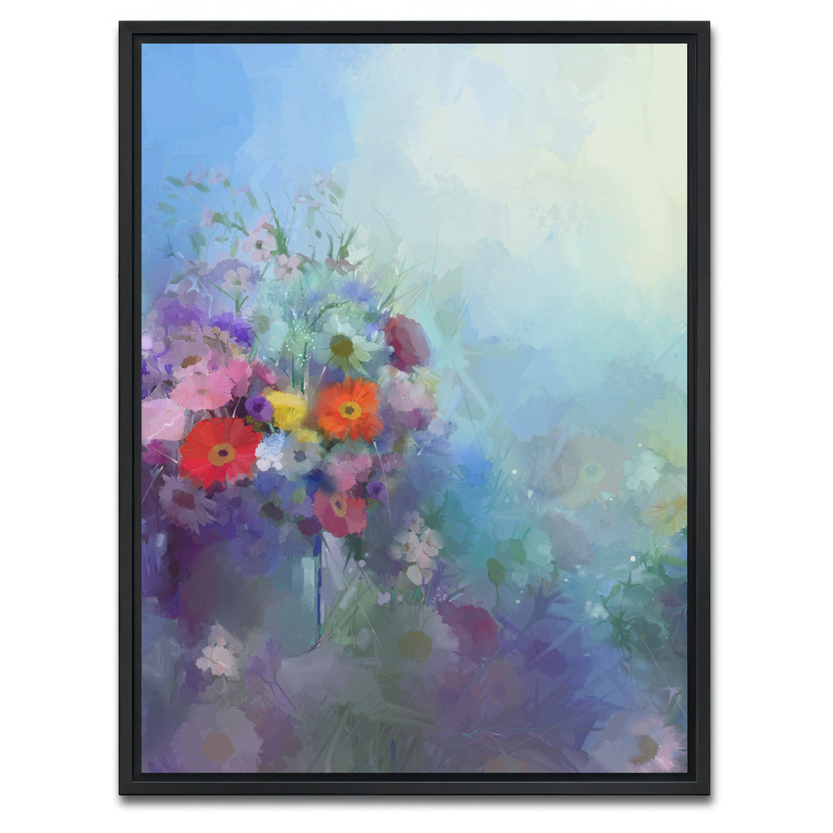 AUTO-MOCKUP WHITE | Flower oil painting | 1 Piece | Black Framed Canvas | group=3x4