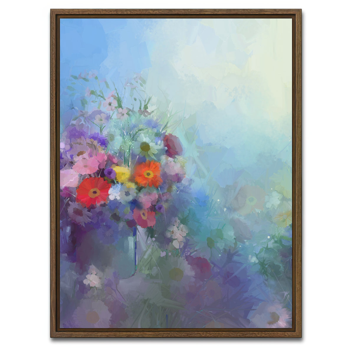 AUTO-MOCKUP WHITE | Flower oil painting | 1 Piece | Walnut Framed Canvas | group=3x4