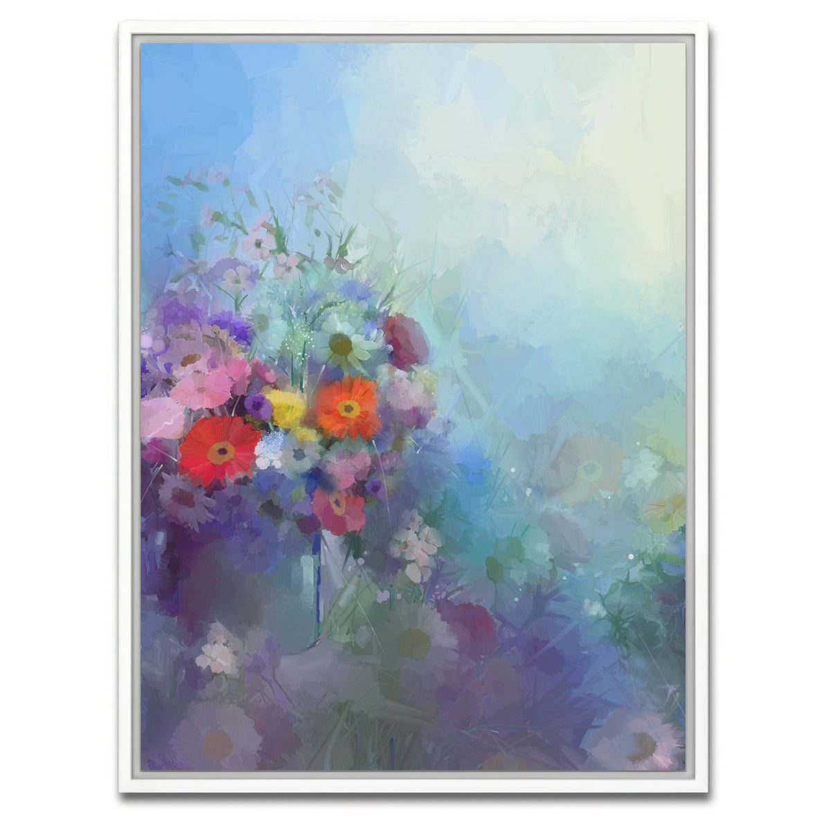 AUTO-MOCKUP WHITE | Flower oil painting | 1 Piece | White Framed Canvas | group=3x4